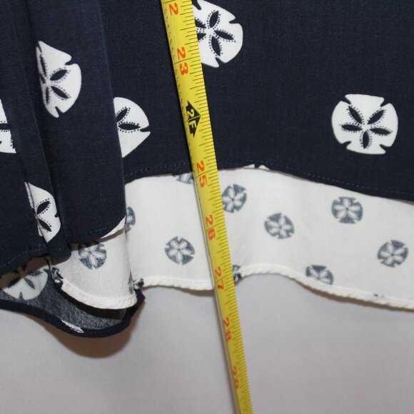 Kaari Blue Sand Dollar Print Navy and White Sleeveless Top - Picture 12 of 13